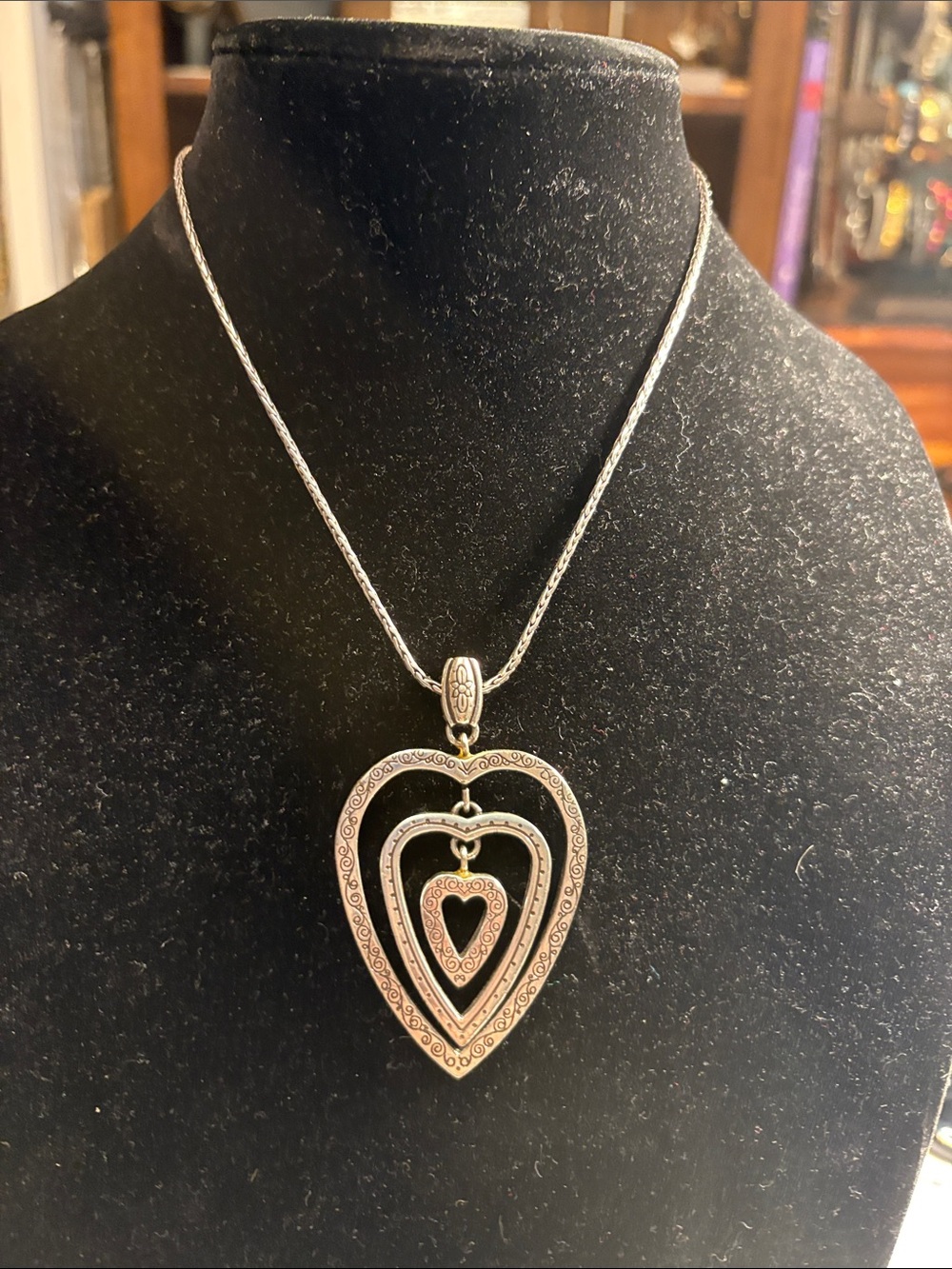 Brighton Silver-Tone Triple Heart Pendant Necklace